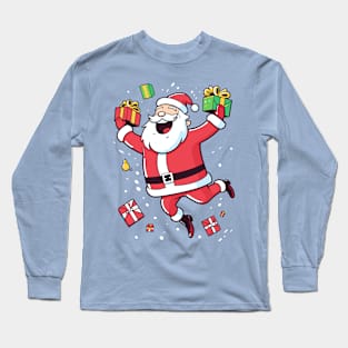 Pop Art Merry Santa: A Colorful and Cheerful Christmas Illustration Long Sleeve T-Shirt